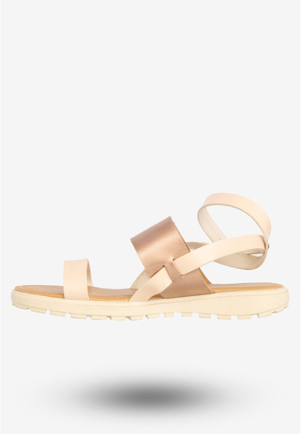 Sandały Damskie Ekoskóra Buty Eleganckie Super Mode Morelowe 50177