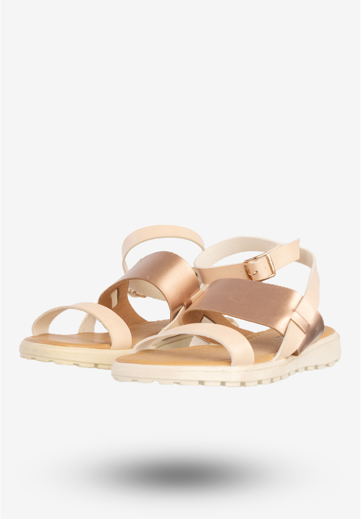 Sandały Damskie Ekoskóra Buty Eleganckie Super Mode Morelowe 50177