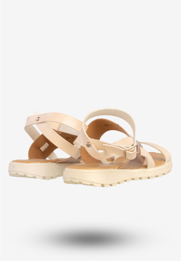 Sandały Damskie Ekoskóra Buty Eleganckie Super Mode Morelowe 50177