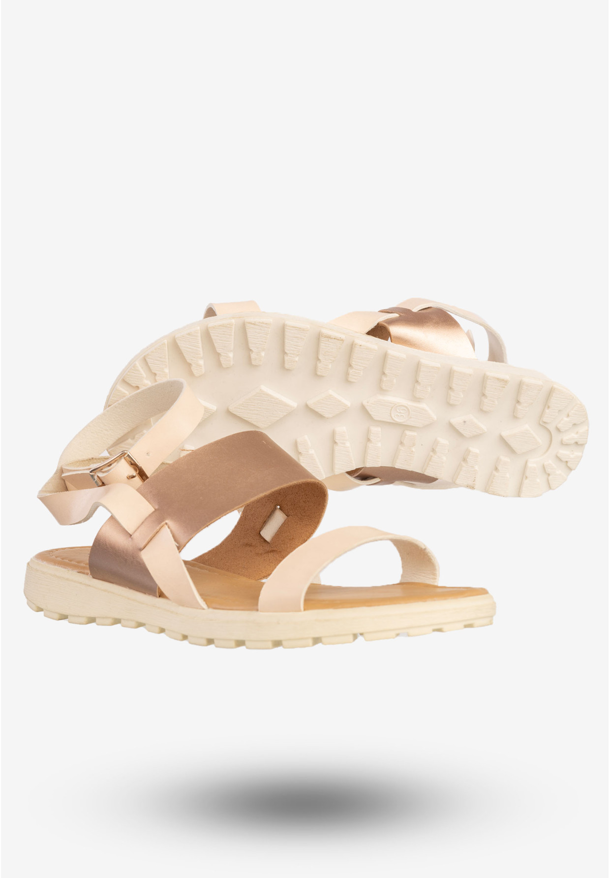 Sandały Damskie Ekoskóra Buty Eleganckie Super Mode Morelowe 50177