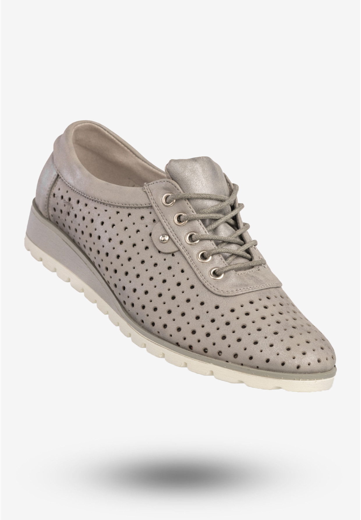 Półbuty Damskie Ekoskóra Buty Eleganckie M.Daszyński Szare MR1736-5