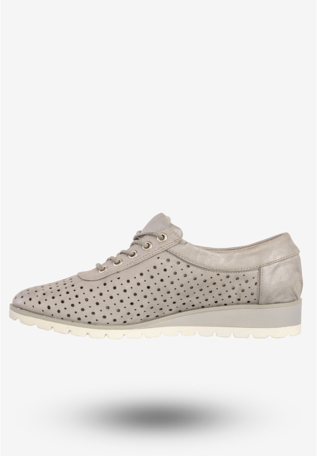 Półbuty Damskie Ekoskóra Buty Eleganckie M.Daszyński Szare MR1736-5