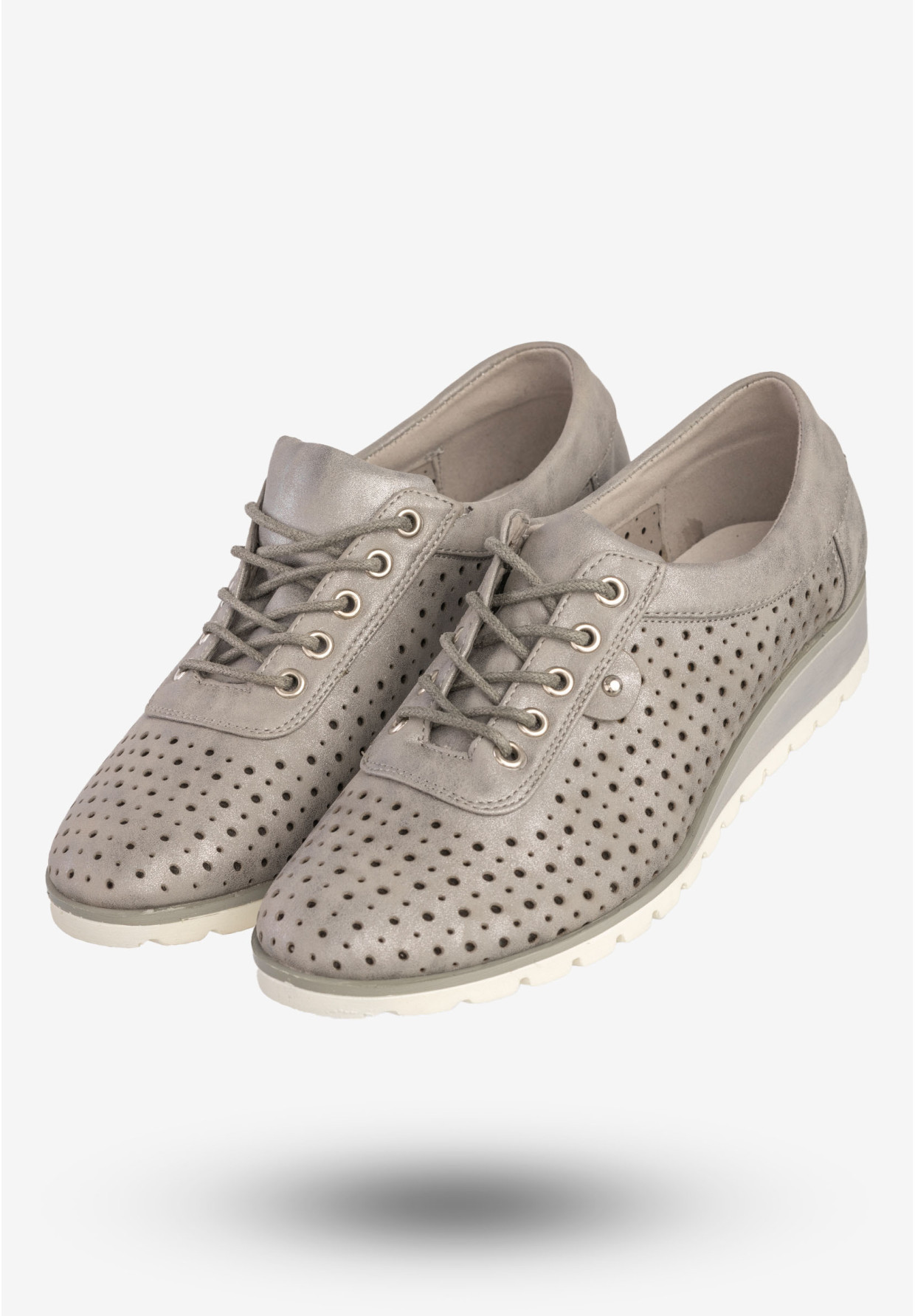 Półbuty Damskie Ekoskóra Buty Eleganckie M.Daszyński Szare MR1736-5