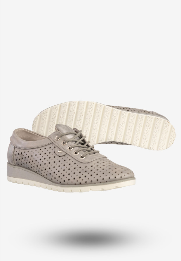 Półbuty Damskie Ekoskóra Buty Eleganckie M.Daszyński Szare MR1736-5