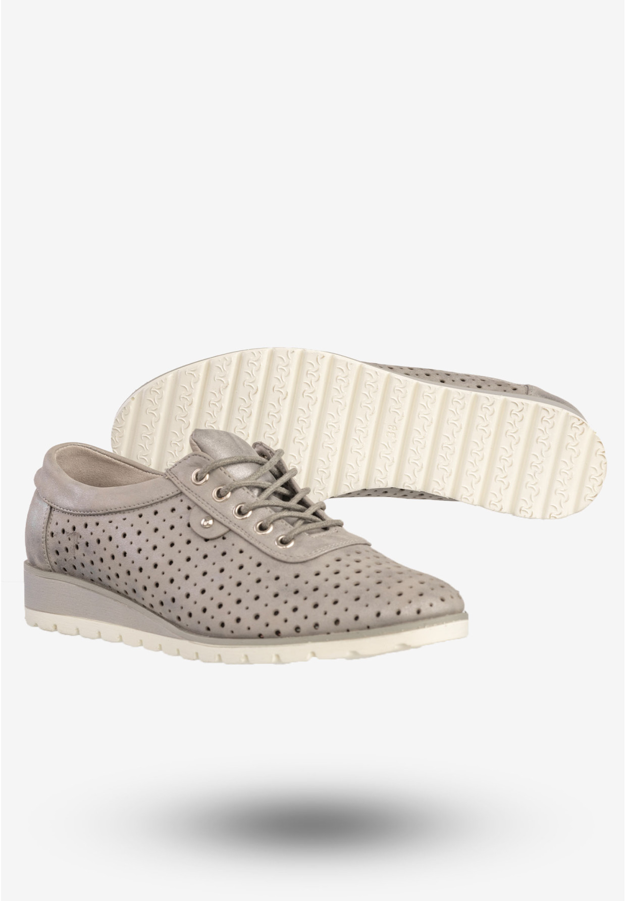 Półbuty Damskie Ekoskóra Buty Eleganckie M.Daszyński Szare MR1736-5