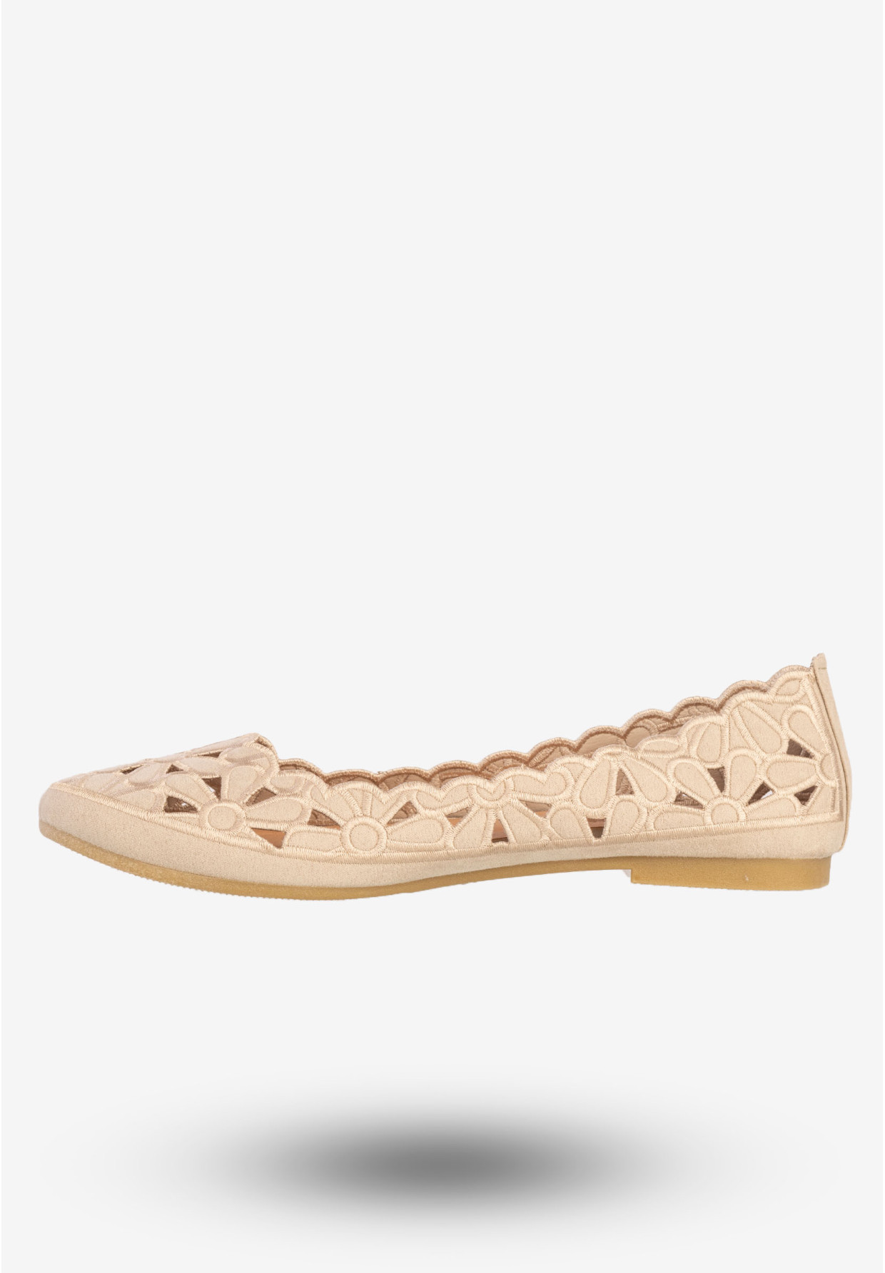 Baleriny Damskie Buty Eleganckie Kwiatowe Beżowe DD2008-51