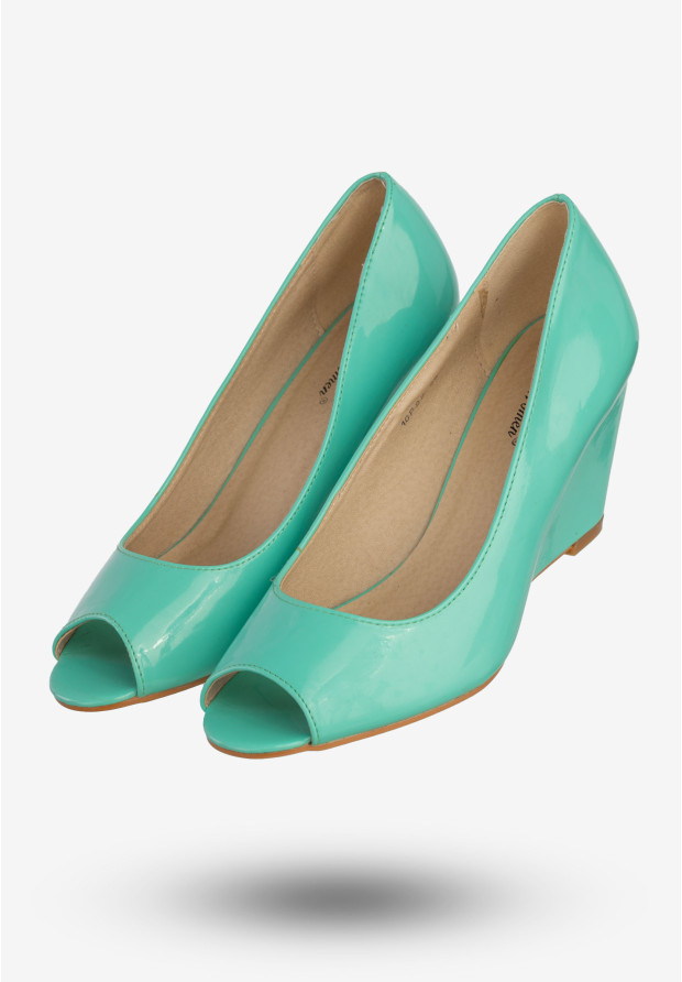 Czółenka Damskie Ekoskóra Buty Na Koturnie Belle Women Zielone 10P27