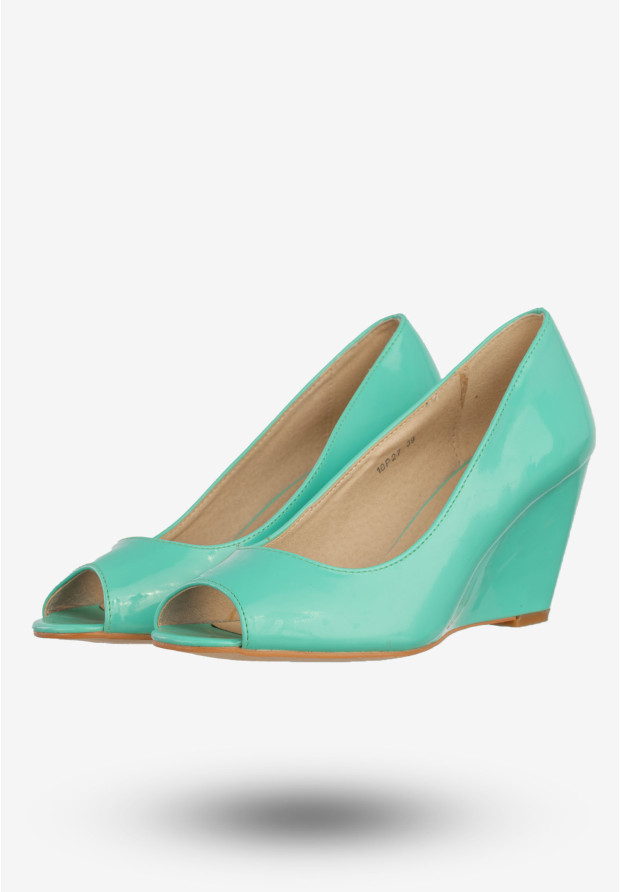 Czółenka Damskie Ekoskóra Buty Na Koturnie Belle Women Zielone 10P27