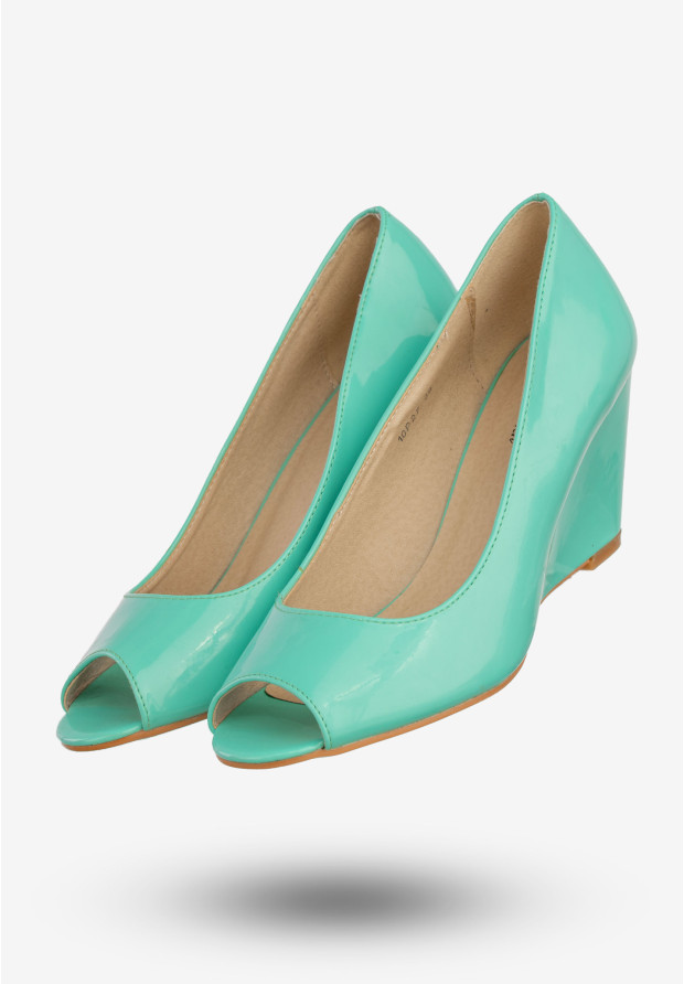 Czółenka Damskie Ekoskóra Buty Na Koturnie Belle Women Zielone 10P27
