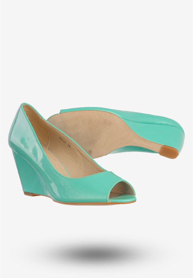 Czółenka Damskie Ekoskóra Buty Na Koturnie Belle Women Zielone 10P27