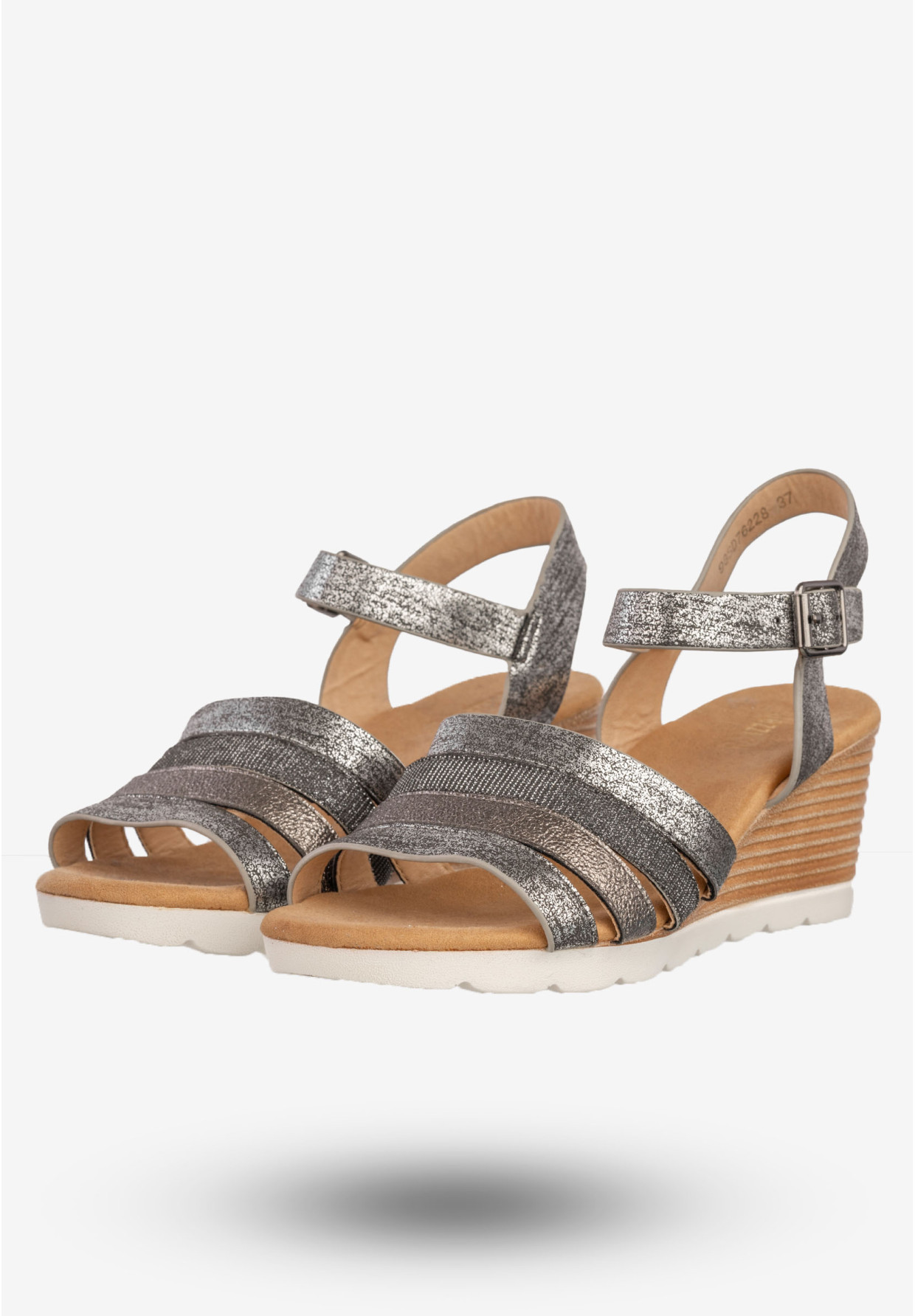 Sandały Damskie Ekoskóra Buty Na Koturnie Jezzi Grafitowe 8SD98-0145