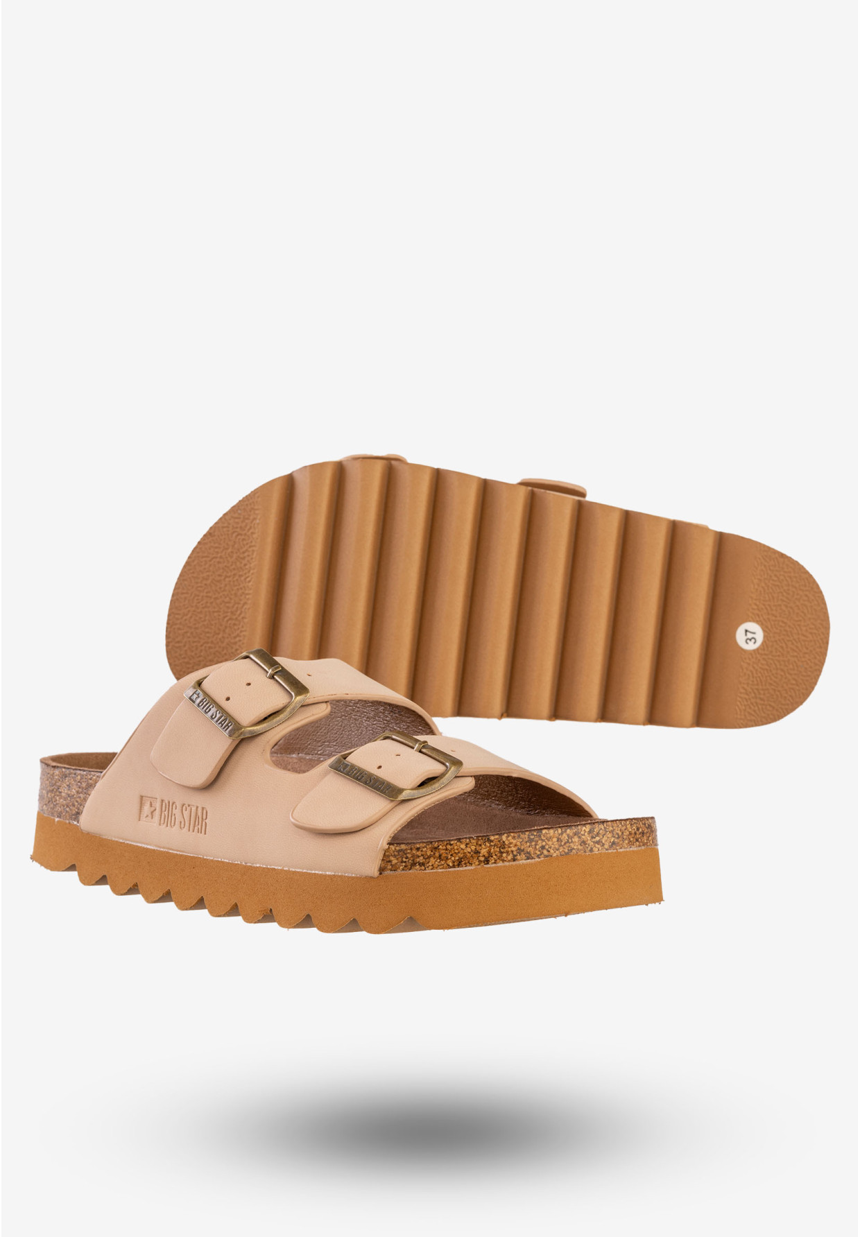 Klapki Casual Damskie Big Star Beżowe LL274478
