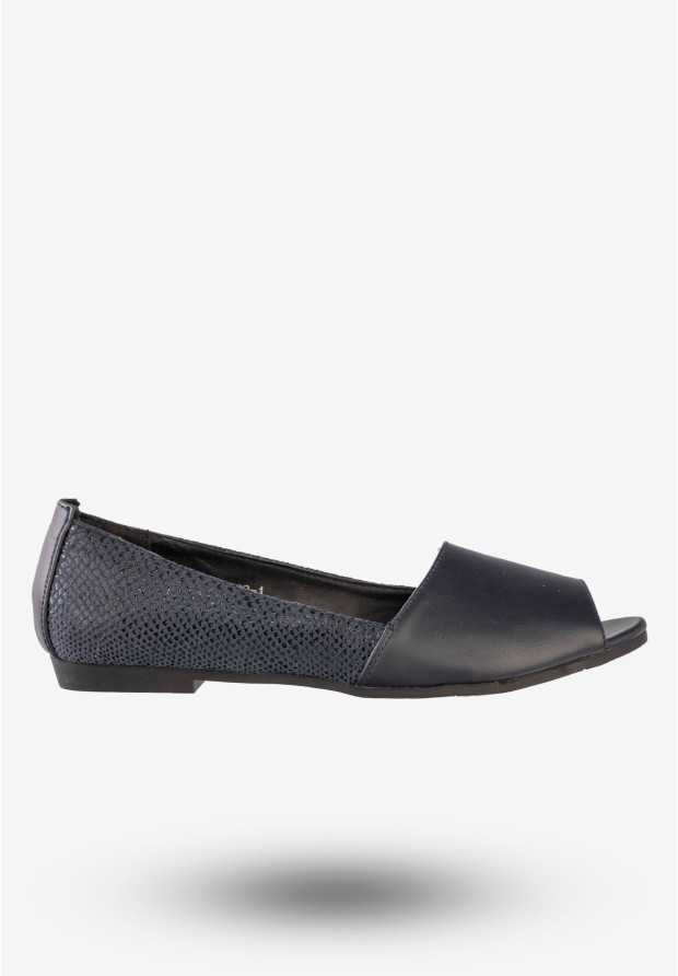 Baleriny Damskie Ekoskóra Buty Eleganckie Jezzi Granatowe MR1582-1