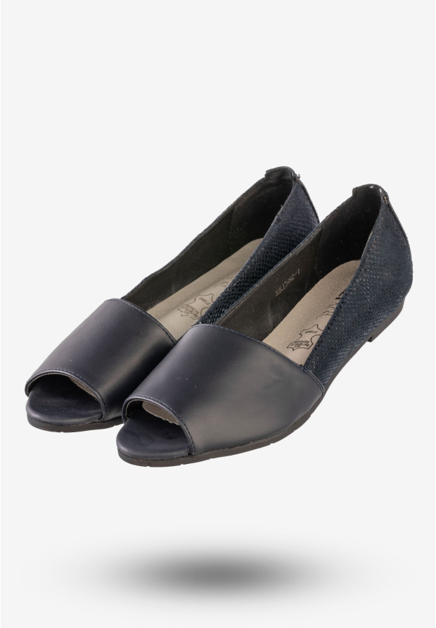 Baleriny Damskie Ekoskóra Buty Eleganckie Jezzi Granatowe MR1582-1