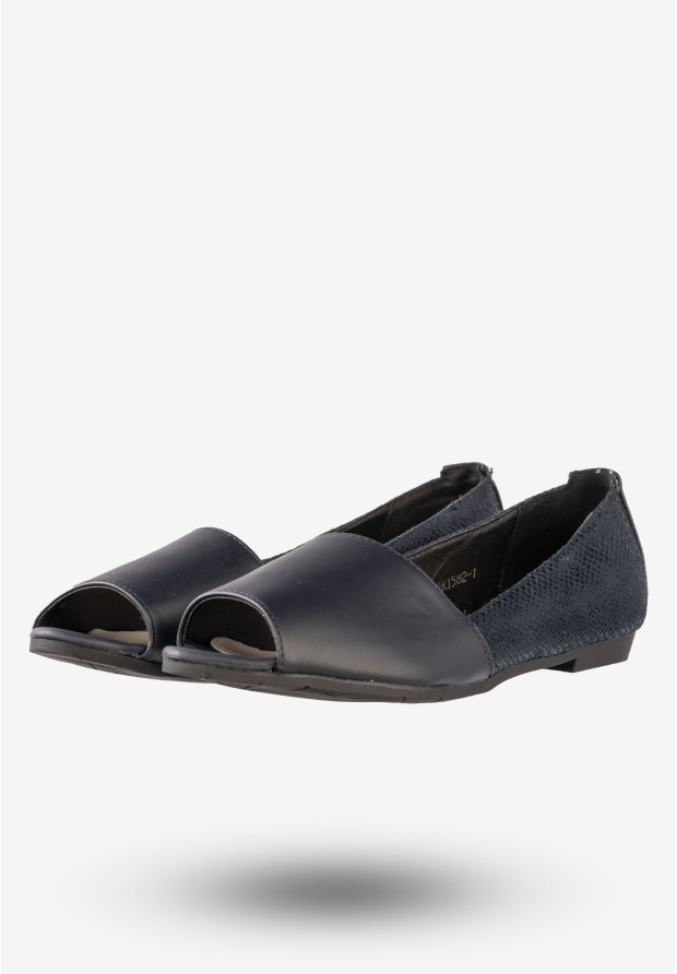 Baleriny Damskie Ekoskóra Buty Eleganckie Jezzi Granatowe MR1582-1