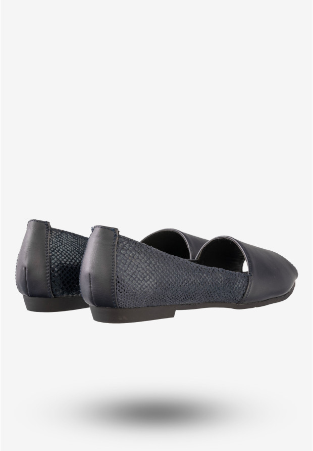 Baleriny Damskie Ekoskóra Buty Eleganckie Jezzi Granatowe MR1582-1