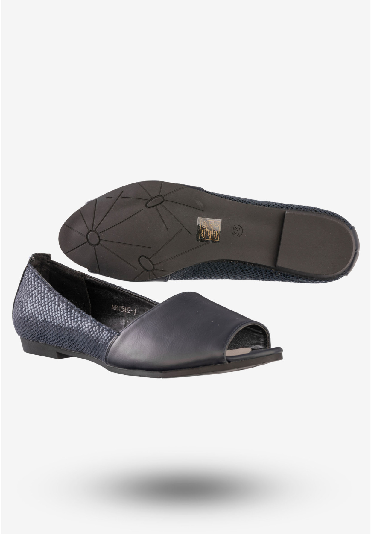 Baleriny Damskie Ekoskóra Buty Eleganckie Jezzi Granatowe MR1582-1
