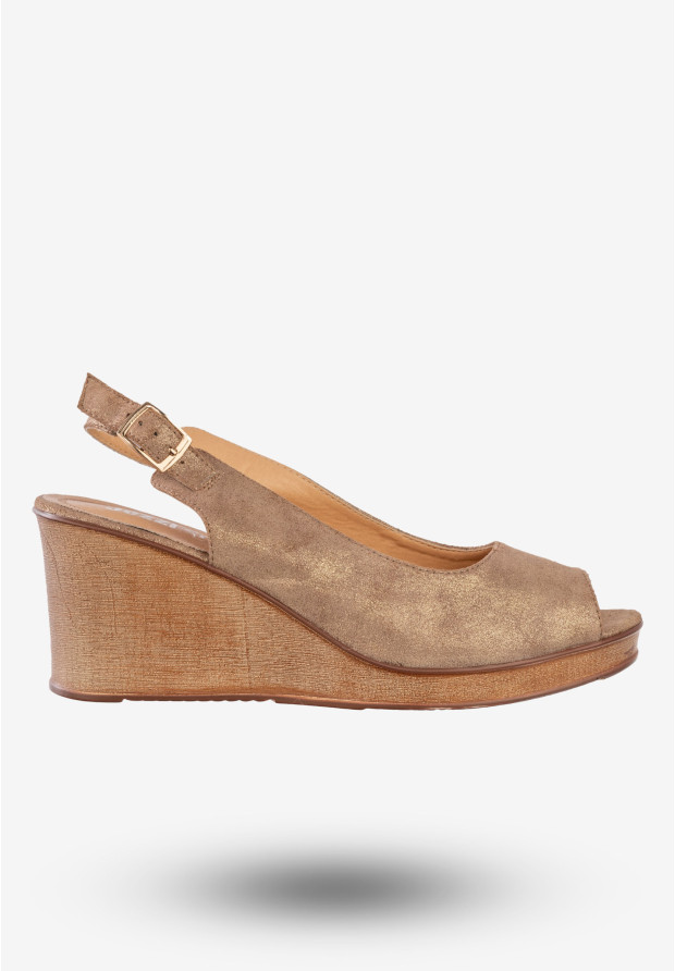 Sandały Damskie Buty Na Koturnie Eleganckie Jezzi Brązowe SA72-2