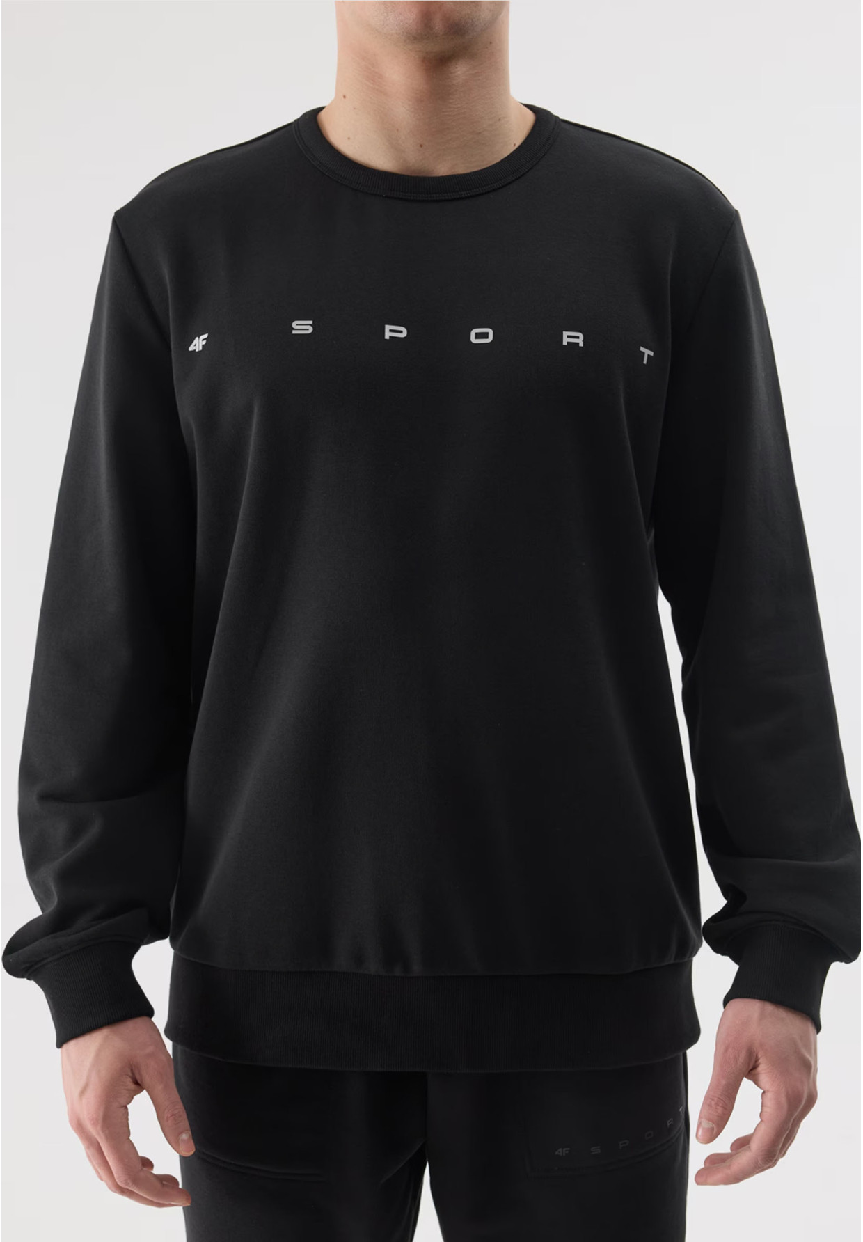 Bluza Męska 4F Czarna z nadrukiem SPORT 4FWSS24TSWSM1009