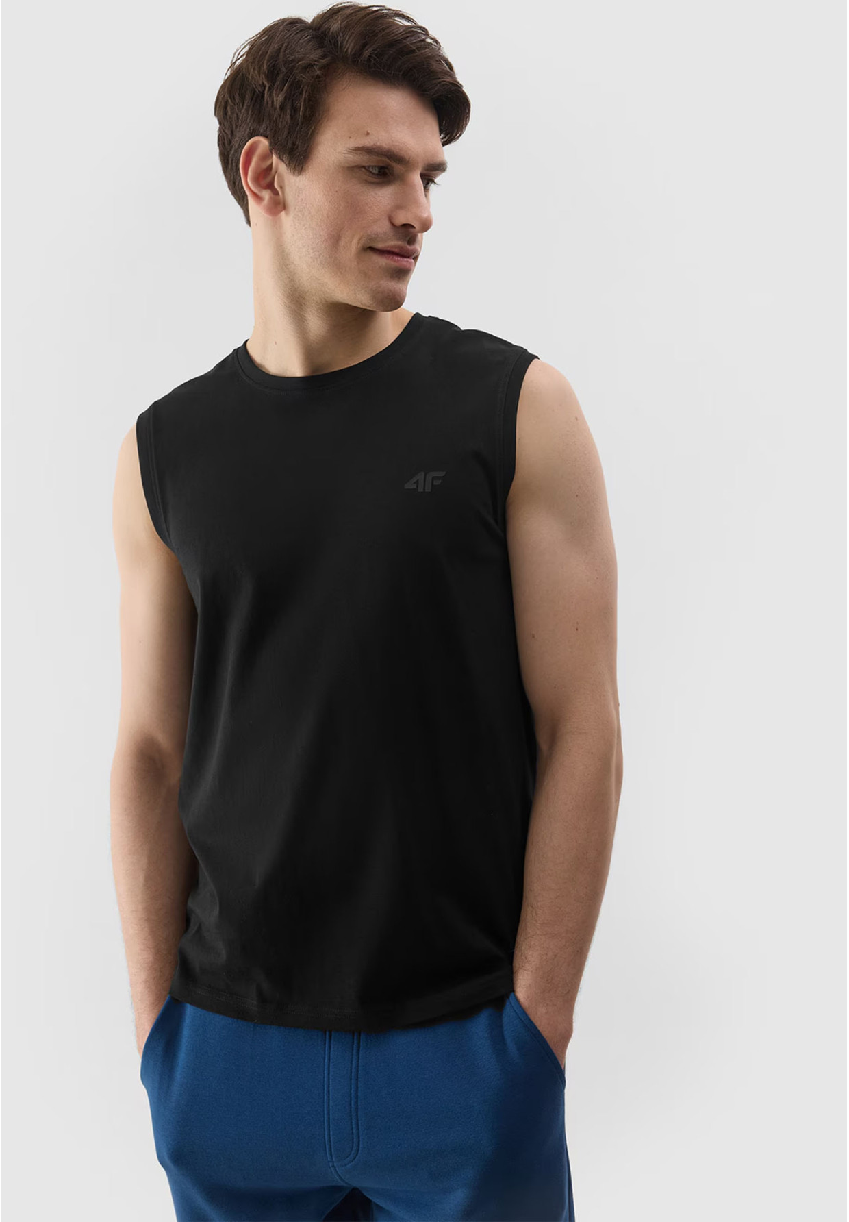 Koszulka Męska 4F Top T-shirt na ramiączkach Czarny 4FWSS24TSLEM075