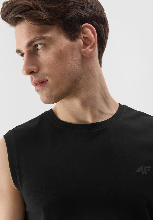 Koszulka Męska 4F Top T-shirt na ramiączkach Czarny 4FWSS24TSLEM075