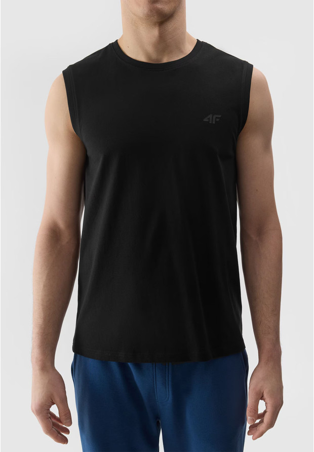 Koszulka Męska 4F Top T-shirt na ramiączkach Czarny 4FWSS24TSLEM075