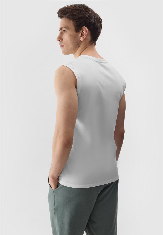 Koszulka Męska 4F T-shirt na ramiączkach Biały 4FWSS24TSLEM075