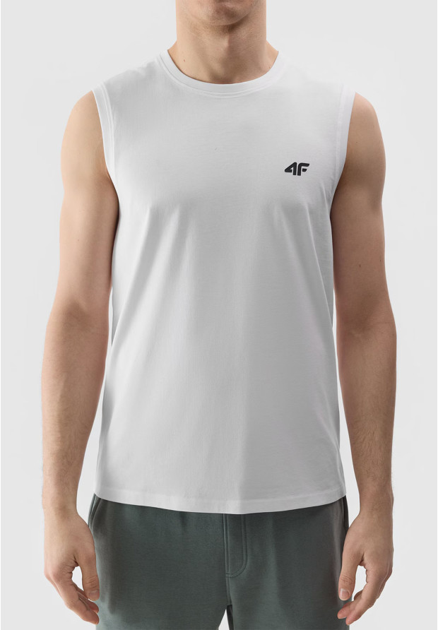 Koszulka Męska 4F T-shirt na ramiączkach Biały 4FWSS24TSLEM075