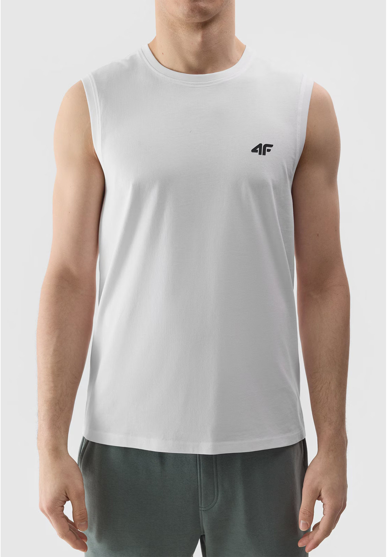 Koszulka Męska 4F T-shirt na ramiączkach Biały 4FWSS24TSLEM075