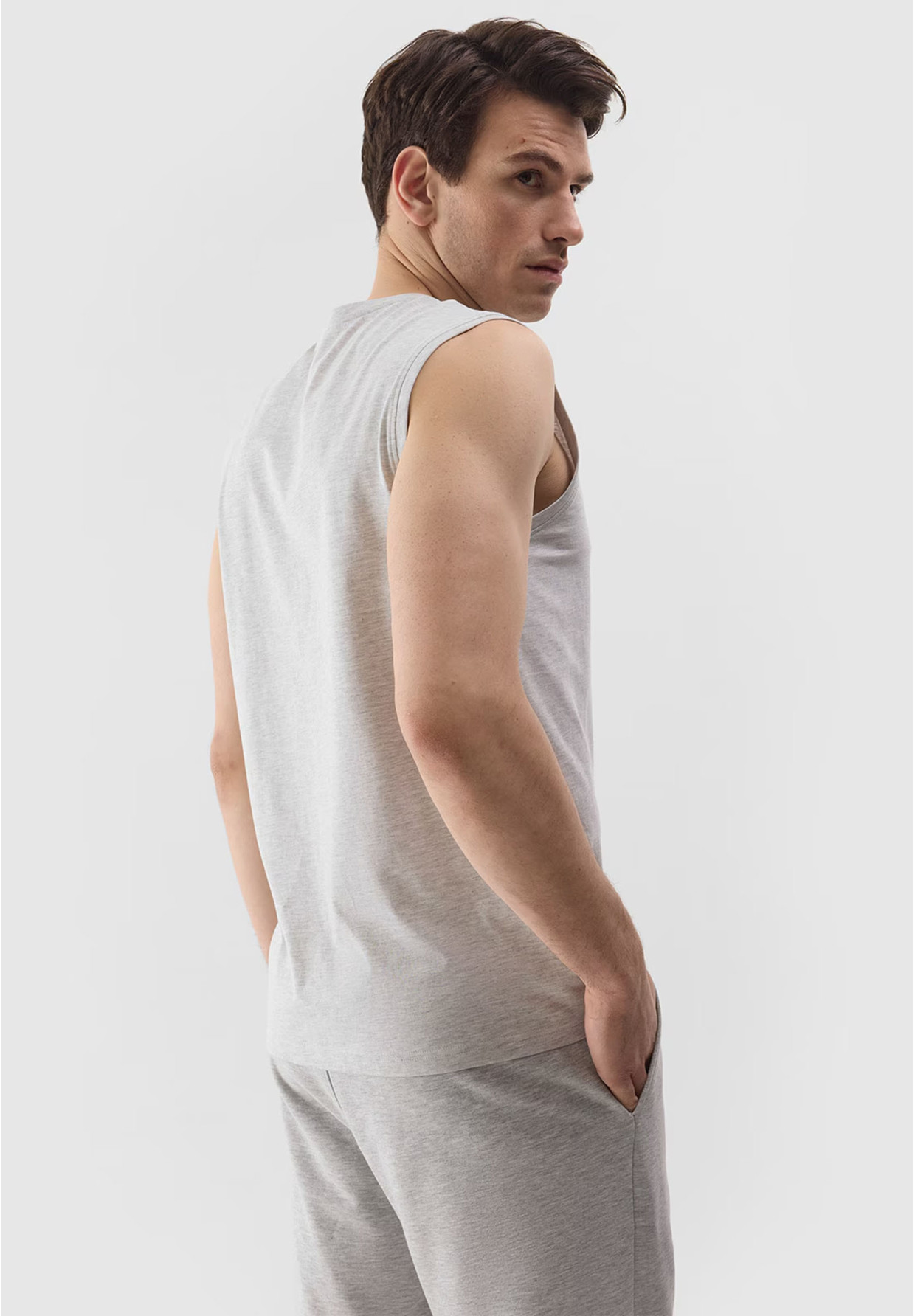 Koszulka Męska 4F T-shirt na ramiączkach Szara 4FWSS24TSLEM075