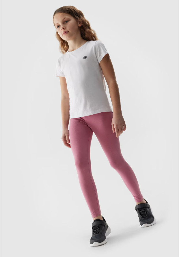 Różowe legginsy dziewczęce 4F sportowe.