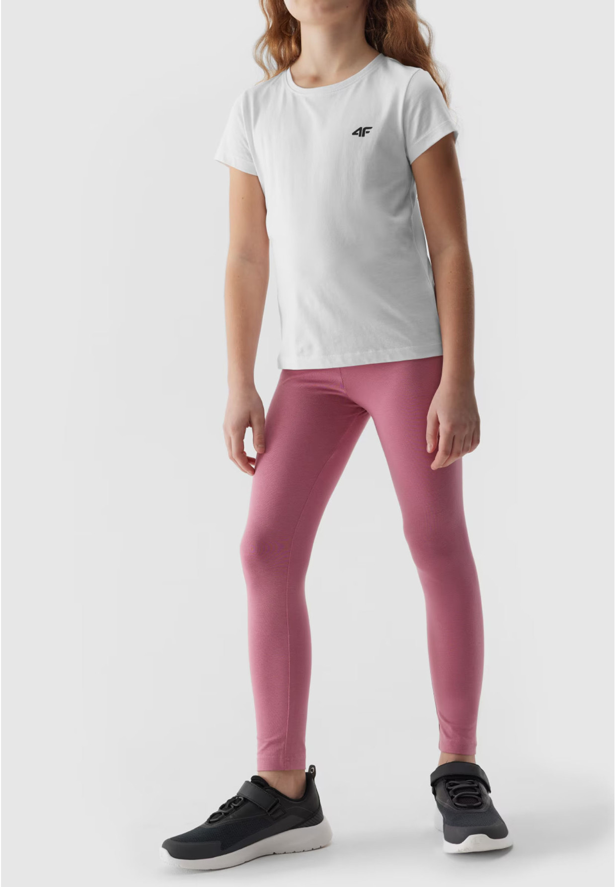 Legginsy Dziewczęce Spodnie 4F Bawełna Dzianinowe Różowe 4FJWSS24TTIGF130