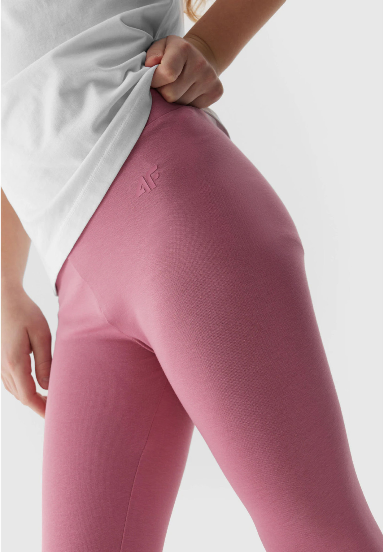 Legginsy Dziewczęce Spodnie 4F Bawełna Dzianinowe Różowe 4FJWSS24TTIGF130
