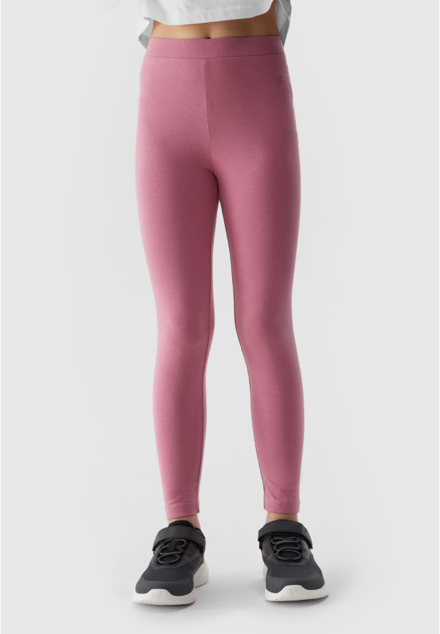 Legginsy Dziewczęce Spodnie 4F Bawełna Dzianinowe Różowe 4FJWSS24TTIGF130