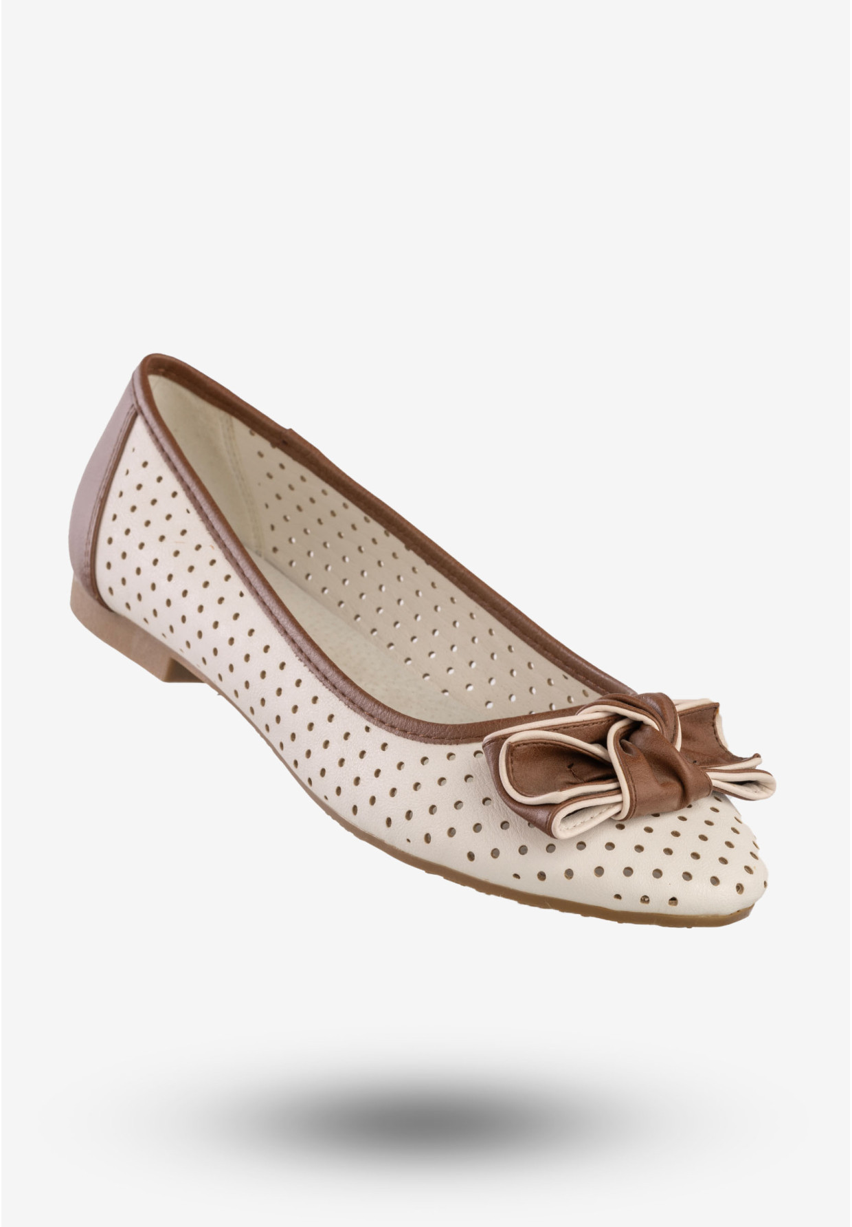 Baleriny Damskie Ekoskóra Buty Z Kokardą American Club Białe LC0-1130626