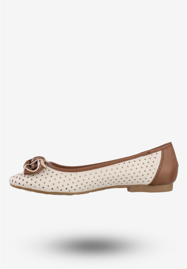 Baleriny Damskie Ekoskóra Buty Z Kokardą American Club Białe LC0-1130626