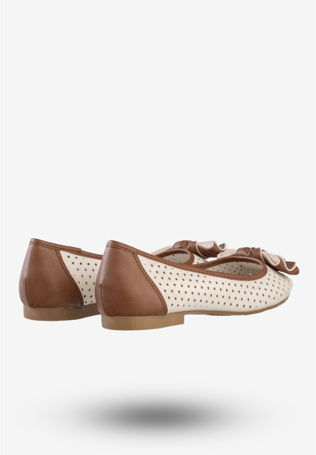 Baleriny Damskie Ekoskóra Buty Z Kokardą American Club Białe LC0-1130626