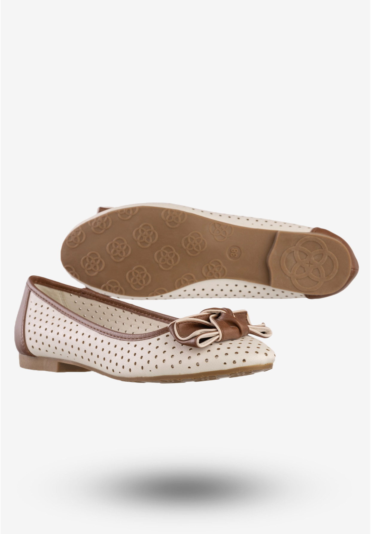 Baleriny Damskie Ekoskóra Buty Z Kokardą American Club Białe LC0-1130626