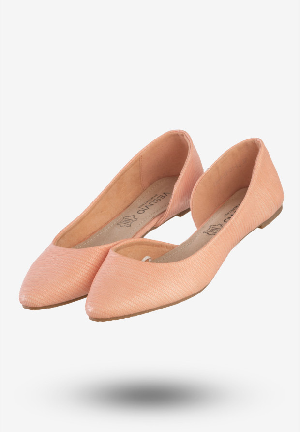 Baleriny Damskie Ekoskóra Buty Eleganckie Vesuvio Różowe S16-F-LP-01-PK