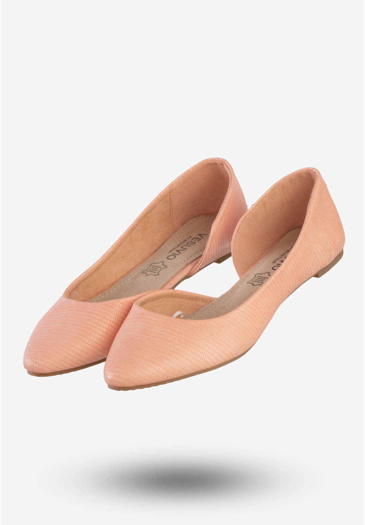 Baleriny Damskie Ekoskóra Buty Eleganckie Vesuvio Różowe S16-F-LP-01-PK