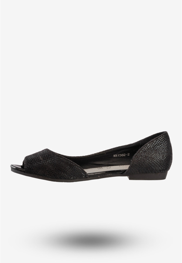 Baleriny Damskie Klasyczne Buty Eleganckie Jezzi Czarne MR1582-2
