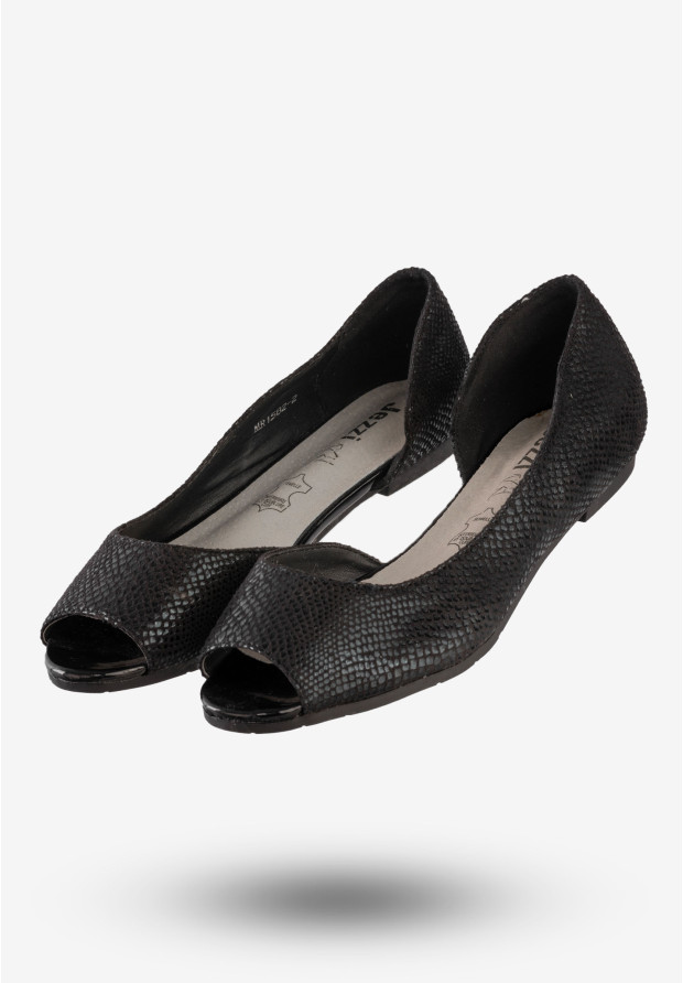 Baleriny Damskie Klasyczne Buty Eleganckie Jezzi Czarne MR1582-2
