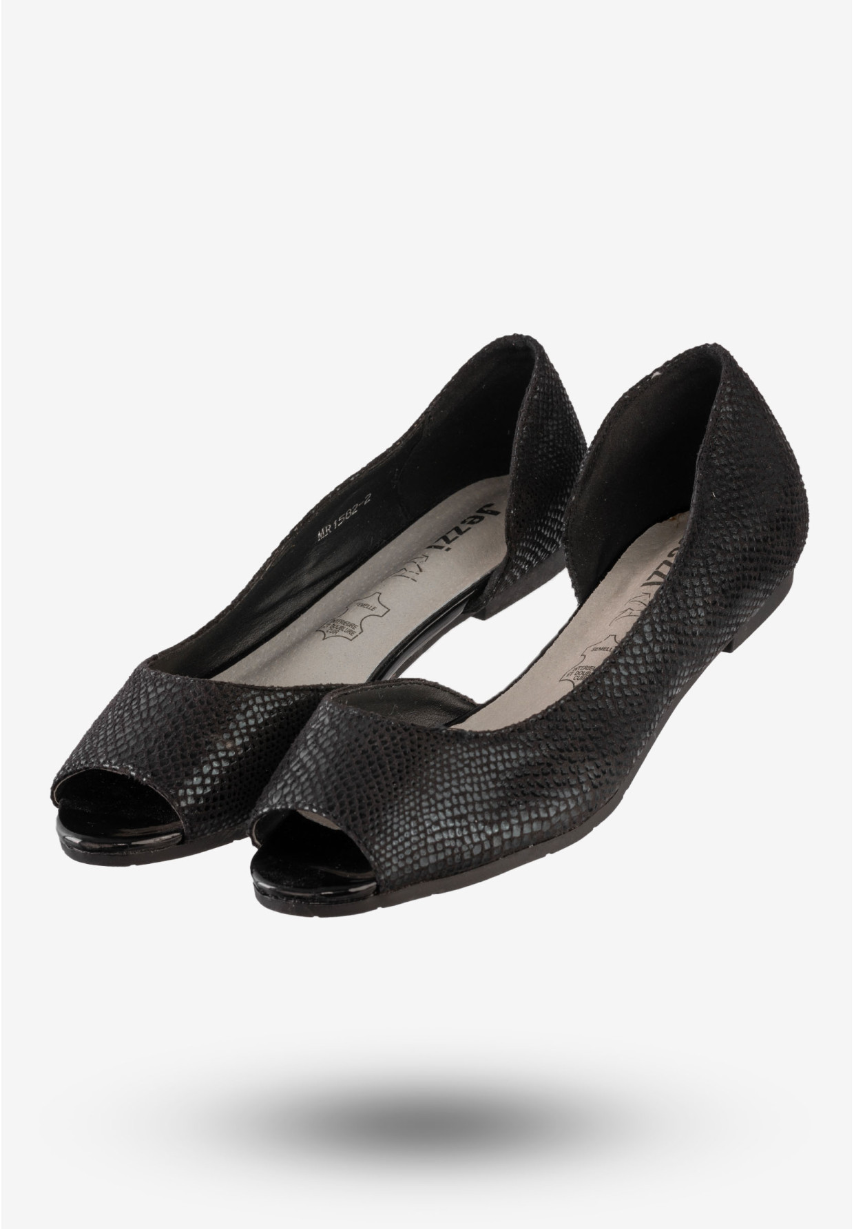 Baleriny Damskie Klasyczne Buty Eleganckie Jezzi Czarne MR1582-2