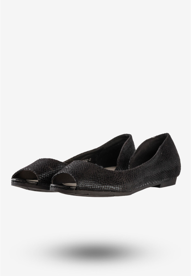 Baleriny Damskie Klasyczne Buty Eleganckie Jezzi Czarne MR1582-2