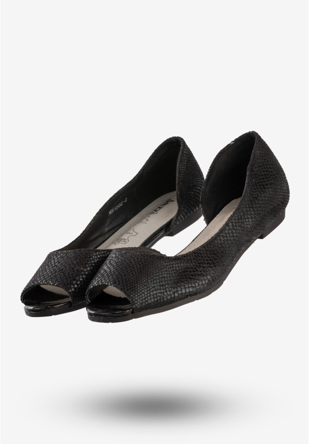 Baleriny Damskie Klasyczne Buty Eleganckie Jezzi Czarne MR1582-2