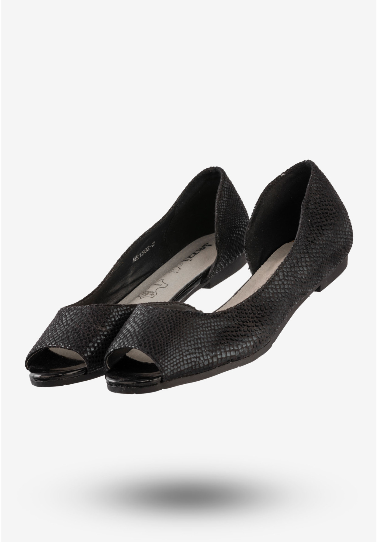 Baleriny Damskie Klasyczne Buty Eleganckie Jezzi Czarne MR1582-2