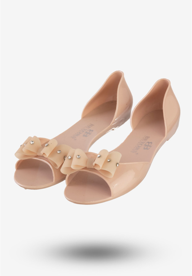 Baleriny Damskie Buty Z Kokardą Modne Beyors Różowe BR-1