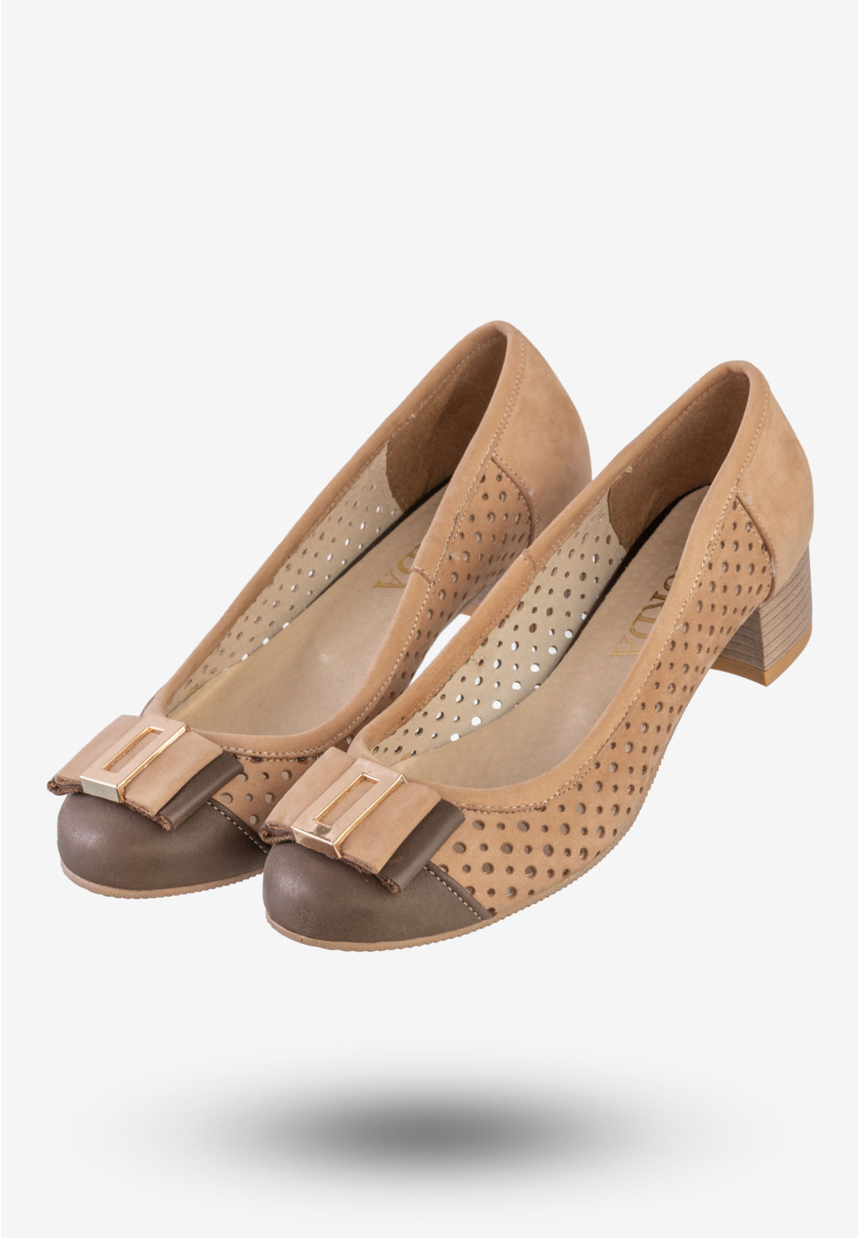 Czółenka Damskie Skórzane Buty Eleganckie Korda Brązowe 2815