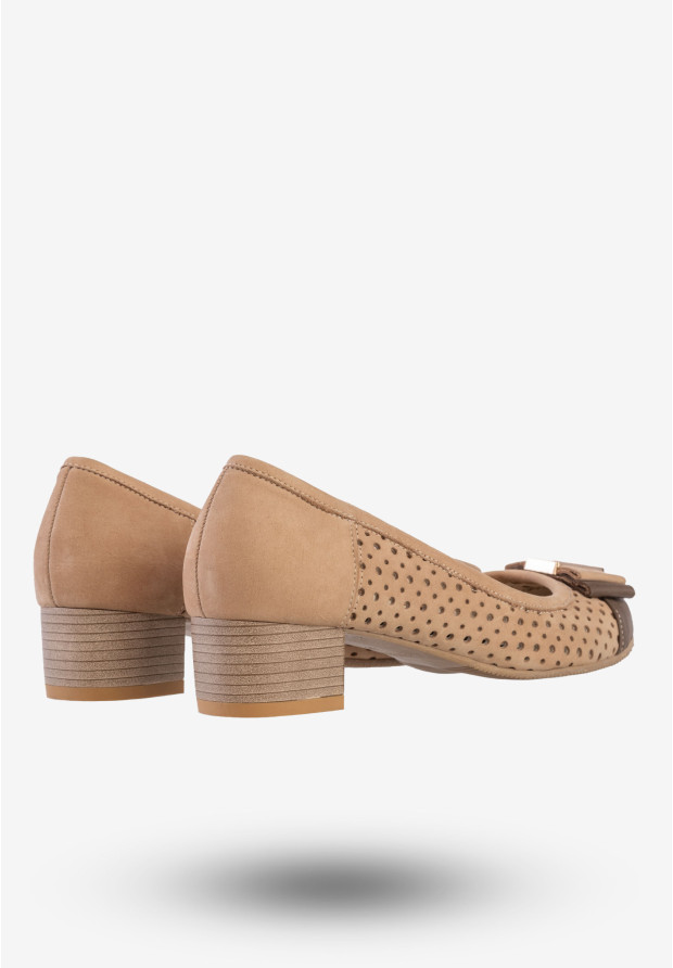 Czółenka Damskie Skórzane Buty Eleganckie Korda Brązowe 2815