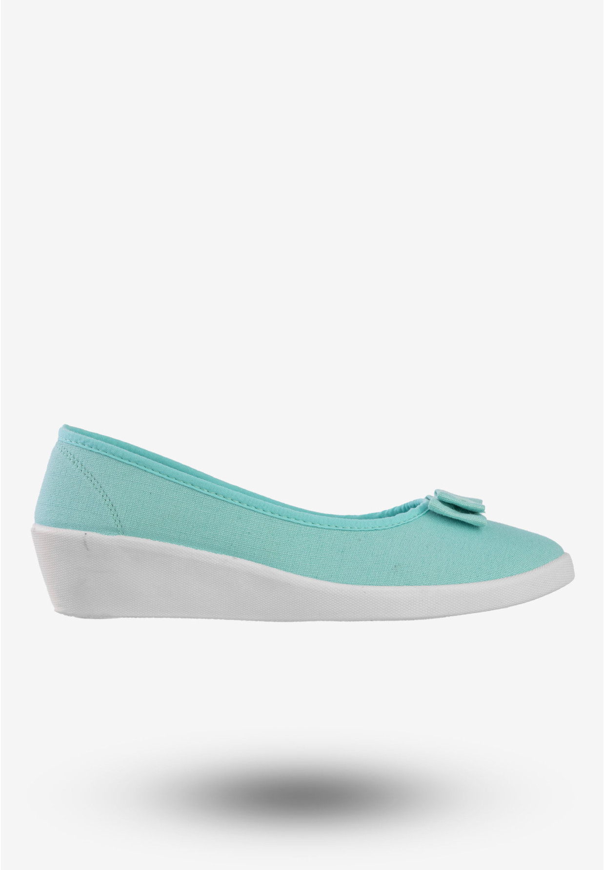 Baleriny Damskie Buty Na Koturnie Z Kokardką MISS Miętowe MS8996